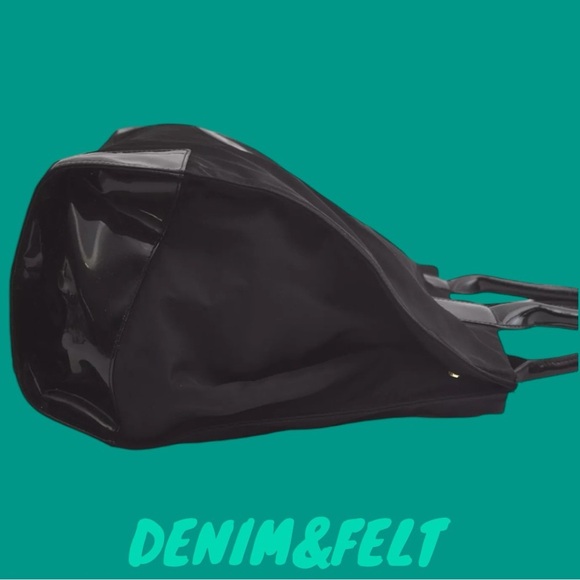 TORY BURCH Black Vintage Ella Nylon Enamel Shoulder Tote Bag/ Shoulder Bag 🖤🖤 - Picture 4 of 16